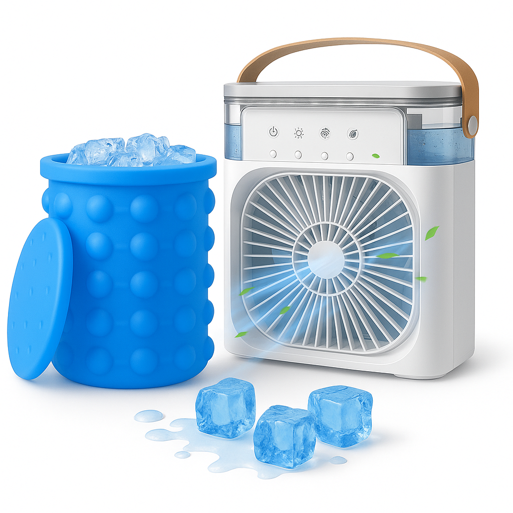 Pack Refrescante de Verano: 3 Ventiladores + 2 Moldes de Hielo